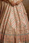 SUHINO_Peach Tissue, Organza Embroidery, Gota Patti, Mirrors, Zari Blouse Lehenga Set _at_Aza_Fashions