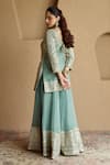 Shop_SUHINO_Teal Tissue, Organza Zari, Mirrors, Gota Patti, Embroidery Kurta Sharara Set _at_Aza_Fashions