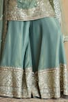 Shop_SUHINO_Teal Tissue, Organza Zari, Mirrors, Gota Patti, Embroidery Kurta Sharara Set _Online_at_Aza_Fashions