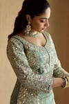 SUHINO_Teal Tissue, Organza Zari, Mirrors, Gota Patti, Embroidery Kurta Sharara Set _at_Aza_Fashions