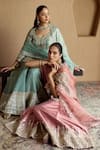 Buy_SUHINO_Teal Tissue, Organza Zari, Mirrors, Gota Patti, Embroidery Kurta Sharara Set 