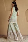 Shop_SUHINO_Mint Tissue, Organza Embroidery, Mirrors, Patchwork, Green Kurta Gharara Set _at_Aza_Fashions