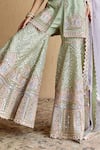 Buy_SUHINO_Mint Tissue, Organza Embroidery, Mirrors, Patchwork, Green Kurta Gharara Set _Online_at_Aza_Fashions