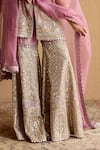 Buy_SUHINO_Lavender Tissue, Organza Embroidery, Mirrors, Zari, Lilac Kurta Gharara Set _Online_at_Aza_Fashions