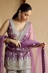 Buy_SUHINO_Purple Tissue, Organza Embroidery, Mirrors, Zari, Metallic Kurta Gharara Set _Online_at_Aza_Fashions