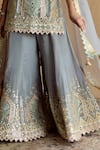 Buy_SUHINO_Gray Tissue, Organza Mirrors, Patchwork, Grey Patch Kurta Sharara Set _Online_at_Aza_Fashions