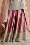 Shop_SUHINO_Pink Silk, Organza Mirrors, Embroidery Round Neck Kurta Sharara Set _Online_at_Aza_Fashions