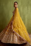 SUHINO_Yellow Silk, Organza Mirrors, Zari, Gota Patti Halter Embroidered Lehenga Set _Online_at_Aza_Fashions