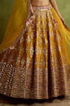 Buy_SUHINO_Yellow Silk, Organza Mirrors, Zari, Gota Patti Halter Embroidered Lehenga Set _Online_at_Aza_Fashions