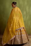 Shop_SUHINO_Yellow Silk, Organza Mirrors, Zari, Gota Patti Halter Embroidered Lehenga Set _at_Aza_Fashions
