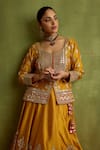 SUHINO_Mustard Silk, Organza Mirrors, Embroidery, Zari, Patchwork Kurta Lehenga Set _Online_at_Aza_Fashions