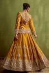Shop_SUHINO_Mustard Silk, Organza Mirrors, Embroidery, Zari, Patchwork Kurta Lehenga Set _at_Aza_Fashions