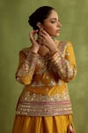 SUHINO_Yellow Silk, Organza Mirrors, Embroidery, Patchwork, Tassels, Kurta Lehenga Set _Online_at_Aza_Fashions