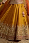 Buy_SUHINO_Yellow Silk, Organza Mirrors, Embroidery, Patchwork, Tassels, Kurta Lehenga Set _Online_at_Aza_Fashions