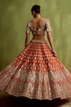 Shop_SUHINO_Orange Silk, Net Mirrors, Embroidery, Zari V-neck Rust Lehenga Set _at_Aza_Fashions