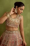 SUHINO_Gold Silk, Organza Embroidery, Zari, Gota Patti, Mirrors, Patchwork Lehenga Set _Online_at_Aza_Fashions