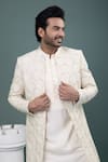 Priyanka Haralalka Ivory Silk Embroidery, Sequins, Stones Sherwani, Kurta And Pyjama Set Online at Aza Fashions Priyanka Haralalka_Ivory Silk Embroidery, Sequins, Stones Sherwani, Kurta And Pyjama Set _Online_at_Aza_Fashions