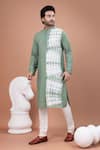 Priyanka Haralalka_Olive Green Cotton, Silk Mirrors Tie And Dye Work Kurta Pyjama Set _Online_at_Aza_Fashions