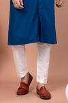 Priyanka Haralalka_Blue Cotton Embroidery, Beads Cutdana Hand Kurta And Pyjama Set _Online_at_Aza_Fashions