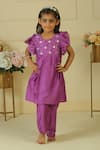 Buy_Pankhuri By Priyanka_Purple Chanderi Embroidery Floral Kurta And Palazzo Set _Online_at_Aza_Fashions