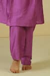 Pankhuri By Priyanka_Purple Chanderi Embroidery Floral Kurta And Palazzo Set _at_Aza_Fashions