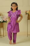 Buy_Pankhuri By Priyanka_Purple Chanderi Embroidery Floral Kurta And Palazzo Set _at_Aza_Fashions