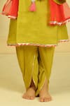 Pankhuri By Priyanka_Yellow Chanderi Embroidery, Tassels Leaf Kurta Tulip Pant Set _Online_at_Aza_Fashions
