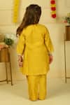 Shop_Pankhuri By Priyanka_Mustard Chanderi Lace, Metallic Thread Work Kurta Pant Set _at_Aza_Fashions
