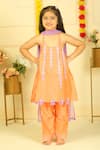 Buy_Pankhuri By Priyanka_Orange Chanderi Lace, Tassels Detailed Halter Kurta Set 