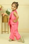 Pankhuri By Priyanka_Pink Chanderi Bows Oversized Top And Pant Co-ord Set _Online_at_Aza_Fashions
