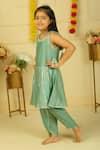 Pankhuri By Priyanka_Green Chanderi Lace, Tassels Gota Work Kurta And Tulip Pant Set _Online_at_Aza_Fashions