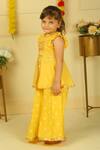 Pankhuri By Priyanka_Yellow Embroidery, Metallic Thread Polka Dot Peplum And Palazzo Set _Online_at_Aza_Fashions