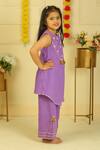 Shop_Pankhuri By Priyanka_Purple Embroidery, Tassels Handblock Polka Print Kurta And Palazzo Set _Online_at_Aza_Fashions