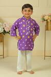 Buy_Pankhuri By Priyanka_Purple Embroidery, Studs Polka Dot Hand Block Print Kurta And Pant Set 