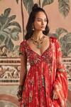 Buy_Show Shaa_Red Chiffon, Net, Organza, Silk Floral Printed Pleated Anarkali Set With Dupatta _Online_at_Aza_Fashions