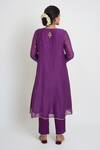Shop_Sinjhar_Purple Chanderi, Silk Organza Embroidery, Metallic Kurta, Pant And Dupatta Set _at_Aza_Fashions