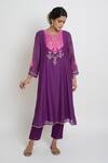 Buy_Sinjhar_Purple Chanderi, Silk Organza Embroidery, Metallic Kurta, Pant And Dupatta Set _Online_at_Aza_Fashions