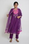 Buy_Sinjhar_Purple Chanderi, Silk Organza Embroidery, Metallic Kurta, Pant And Dupatta Set _at_Aza_Fashions