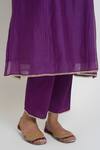 Sinjhar_Purple Chanderi, Silk Organza Embroidery, Metallic Kurta, Pant And Dupatta Set _at_Aza_Fashions