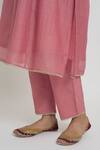 Shop_Sinjhar_Pink Chanderi, Silk Organza Embroidery, Zari Round Kurta, Pant And Dupatta Set 