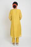 Shop_Sinjhar_Yellow Chanderi, Silk Organza Embroidery, Metallic Kurta, Pant And Dupatta Set _at_Aza_Fashions