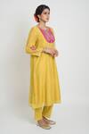 Sinjhar_Yellow Chanderi, Silk Organza Embroidery, Metallic Kurta, Pant And Dupatta Set _at_Aza_Fashions