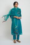 Buy_Sinjhar_Blue Chanderi, Silk Organza Embroidery, Zari, Tassels, Kurta, Pant And Dupatta Set _Online_at_Aza_Fashions