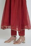 Buy_Sinjhar_Red Chanderi Embroidery, Sequins, Stones, Tassels Kurta, Pant And Dupatta Set 