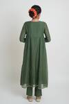 Shop_Sinjhar_Green Chanderi Embroidery, Sequins, Piping Round Neck Kurta, Pant And Dupatta Set _at_Aza_Fashions