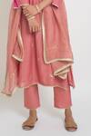 Shop Sinjhar Pink Chanderi, Cotton, Silk, Kota Doria Embroidery, Kurta, Pant And Dupatta Set Shop_Sinjhar_Pink Chanderi, Cotton, Silk, Kota Doria Embroidery, Kurta, Pant And Dupatta Set