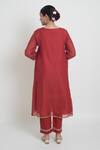Shop_Sinjhar_Red Chanderi, Cotton, Silk Embroidery, Sequins, Kurta, Pant And Dupatta Set _at_Aza_Fashions