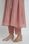 Shop_Sinjhar_Pink Chanderi, Cotton, Silk, Kota Doria Embroidery, Kurta, Pant And Dupatta Set _Online_at_Aza_Fashions