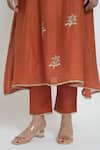 Buy_Sinjhar_Rust Chanderi Embroidery, Zari, Piping Round Neck, Kurta, Pant And Dupatta Set 