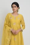 Buy_Sinjhar_Yellow Chanderi, Kota Doria Sequins, Embroidered Kurta, Pant And Silk Dupatta 